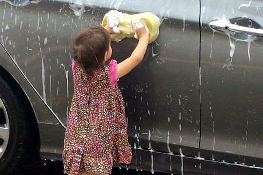 Girl Washing Car Baby Service Rent